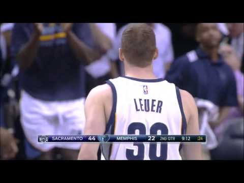 Jon Leuer scores quickly of a nice dish from Michael Conley - Kings @ Grizzlies 13-11-14