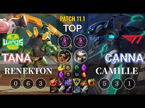JAG TaNa Renekton vs T1 Canna Camille Top - KR Patch 11.1