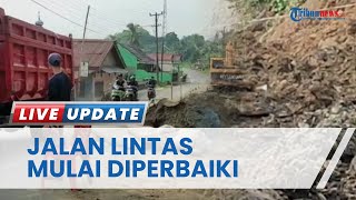 Jalan Lintas Pagaralam-Lahat Rawan Longsor Mulai Diperbaiki, Pekerja Bangun Tembok Penahan
