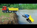 Mack Dump Truck And New PoLo Truck Accident Pulling Out JCB Gadi Tata Tipper Cartoon Video CSToy