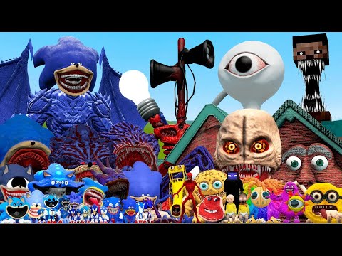 ALL SONIC FAMILY VS EYE TOWER, BABY IN YELLOW AND MULTIHEAD (Garry's Mod)?