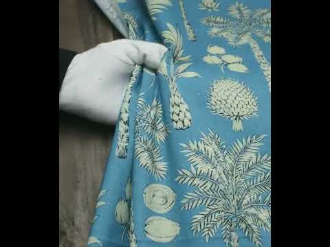 Abstract Blue Digital Printed Khadi Cotton 120 GSM Handwoven Fabric — video