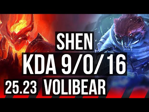 SHEN vs VOLIBEAR (TOP) | 9/0/16 | EUW Master | 25.23