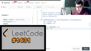 YouTube video 'LeetCode #1431 | Kids With the Greatest Number of Candies (JavaScript/Nodejs)'
