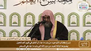 7 - 16من باب ما جاء أن الغلو في قبور الصالحين يصيرها أوثانا تعبد من دون الله إلى باب ما جاء في السحر image