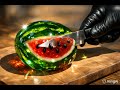 Cutting A Glass Watermelon With AI Satisfying Visuals
