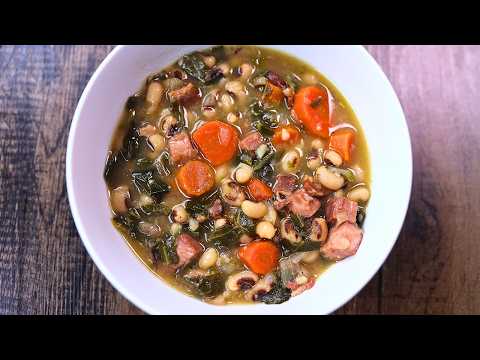 Instant Pot New Year's Soup - Black-Eyed Peas, Collard Greens, Bacon and Ham