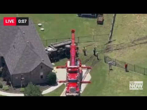 Video | LIVE NOW: Dump truck slams into house near Dallas, Texas