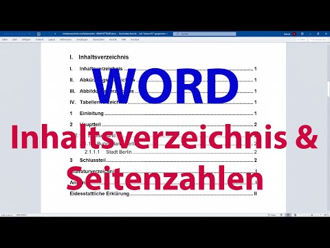 WORD automatisches Inhaltsverzeichnis und Seitenzahlen erstellen - Komplettkurs [Tutorial]