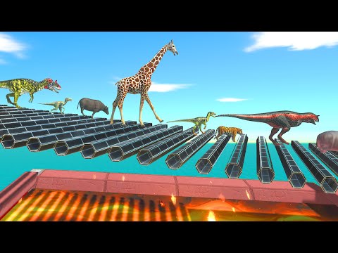 Dinosaurs VS Animals: Who Can Pass the Conveyor Belt?| Animal Revolt Battle Simulator
