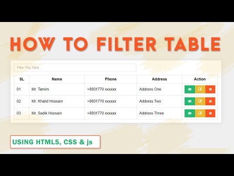 How To Filter Html Table Using Javascript With Source Code