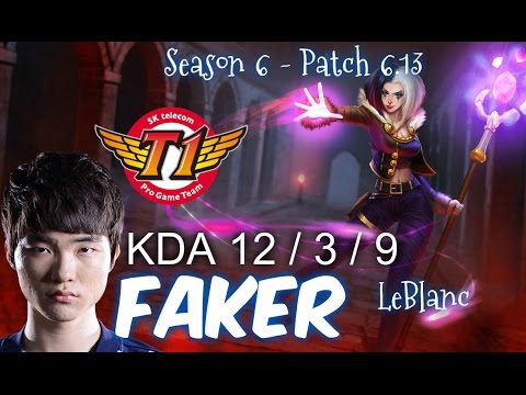 SKT T1 Faker LEBLANC vs KASSADIN Mid - Patch 6.13 KR Ranked | League of Legends