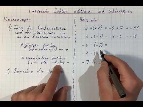 Rationale Zahlen mit Rechenzeichen & Vorzeichen addieren und subtrahieren - Kochrezept und Beispiele