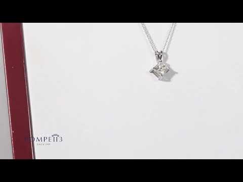 1Ct Princess Cut Diamond Solitaire Necklace White Gold Pendant by Pompeii3