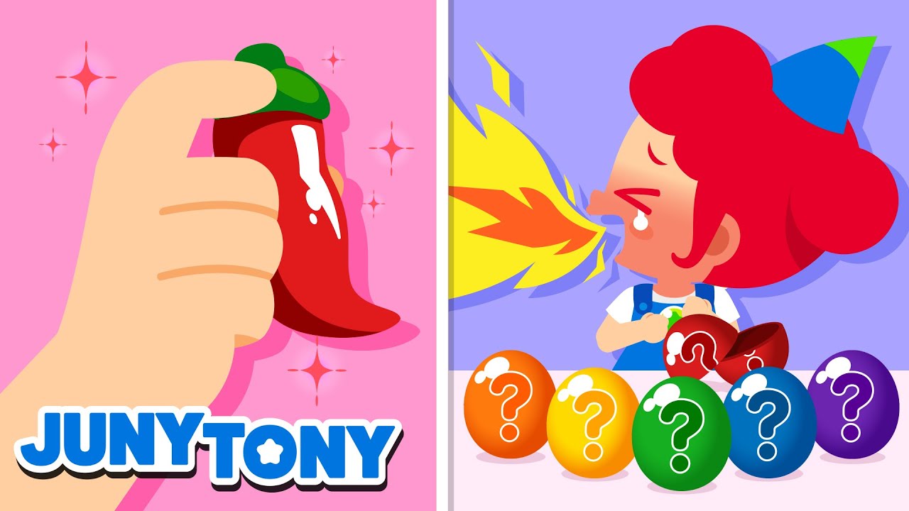 Ah! Doce de Pimenta! | Ovos Surpresa e Comidas Divertidas | Música Infantil | JunyTony em Português