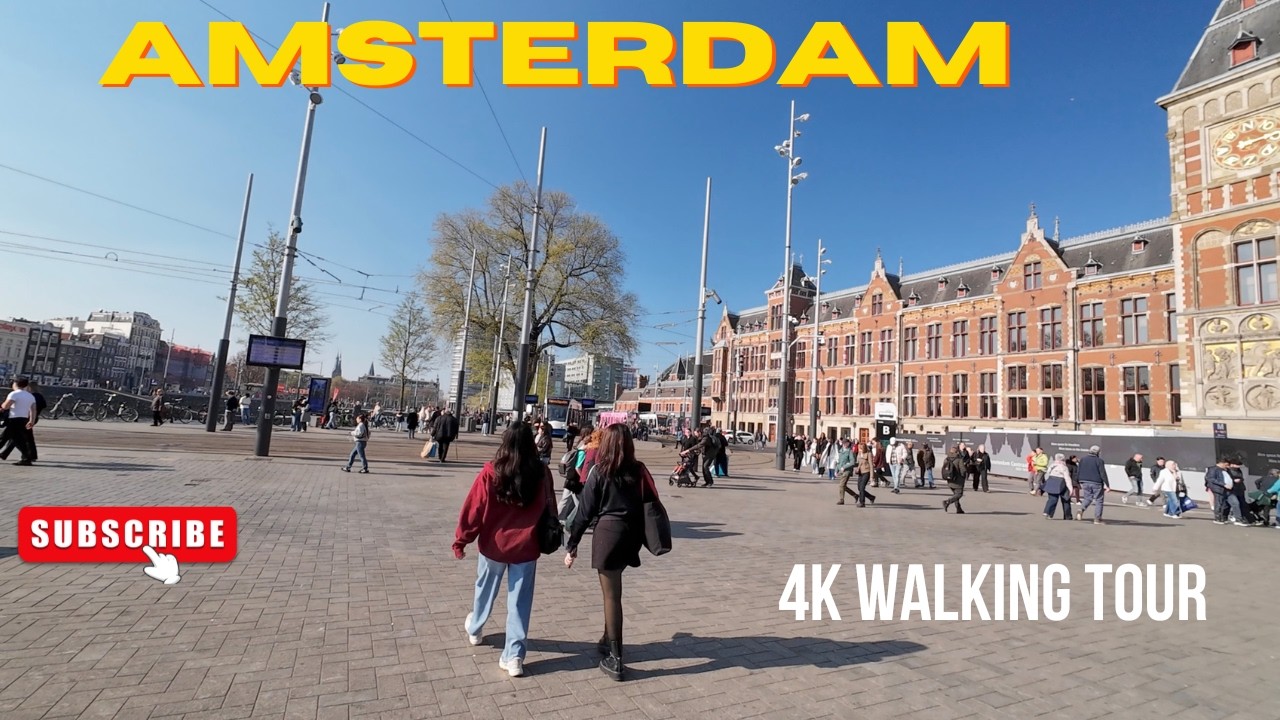 Amsterdam, Netherlands 4K Walking Tour | A Sunny Afternoon Walk in Amsterdam