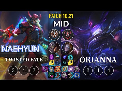 GRF Naehyun Twisted Fate vs Orianna Mid - KR Patch 10.21