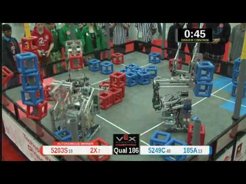 2015 VRC Tech Q186 - 5203S 2X vs 5249C 185A - 75 to 63 - VEX Worlds 2015 - Technology Division