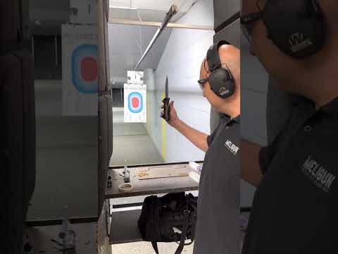 Shooting Meligun MG-22 at a range.