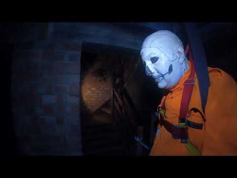 mannequin-man performming as a Skeleton Dummy: Halloween event at the Essex Fire Museum, scaring visitors as a spooky skeleton hanging dummy in the haunted fire house for Essex Fire Museum on 12/11/2021