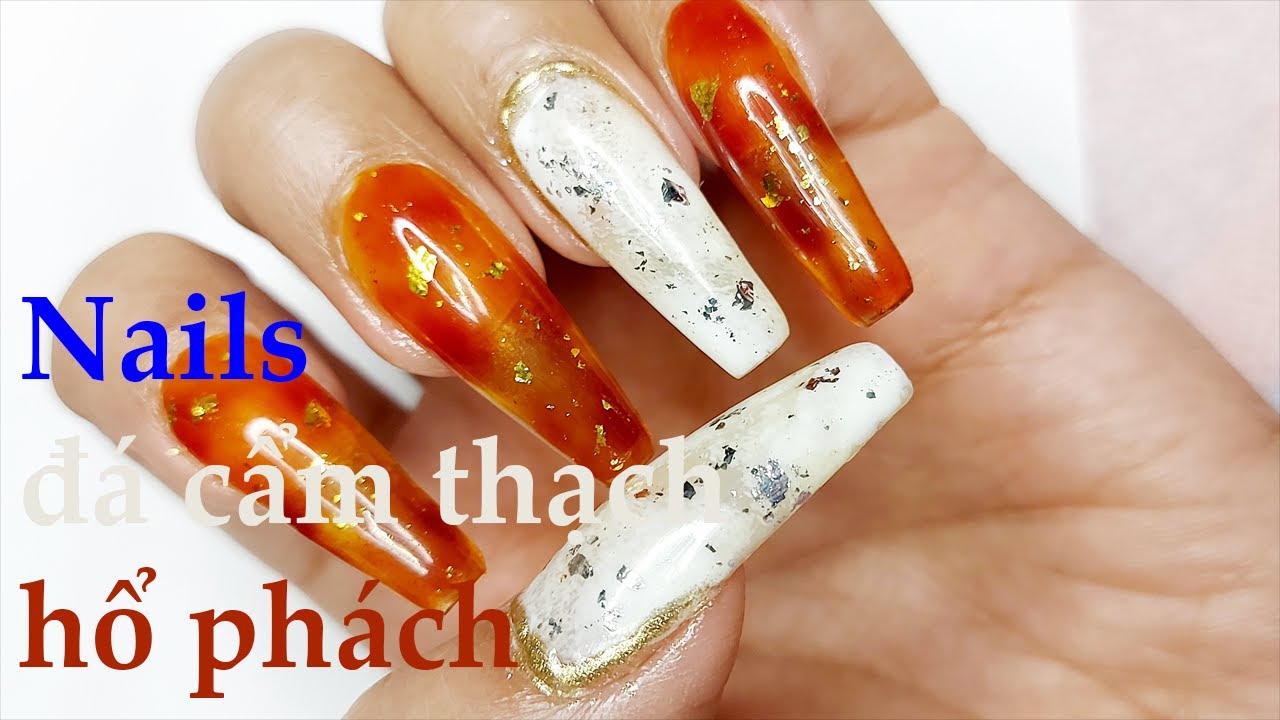 Châu Pha (Chou Fa) – Nails – Mẫu móng đá cẩm thạch + hổ phách