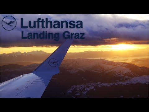 [4K] STUNNING Sunset Approach! Lufthansa CityLine Bombardier CRJ-900 ✈ Landing Graz