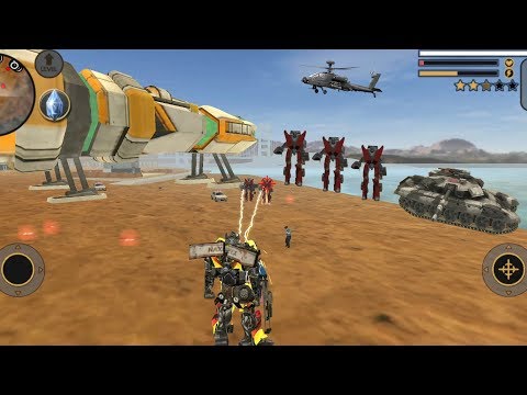 Vegas Crime Simulator (Transformer Fight Red Car Robot) Tank Destroyer Robot Army - Gameplay HD