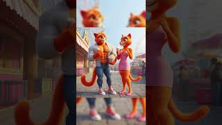 Ginger Cat's Romantic Love Story😺🌊💑🏄‍♀️💖  #kitten #cat #catstory #cute #aicat