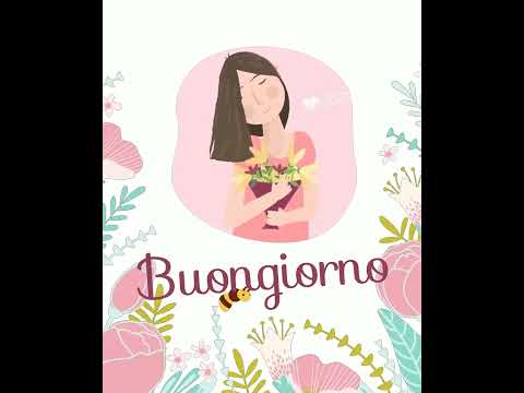 Buongiorno video e gif con donna e fiori