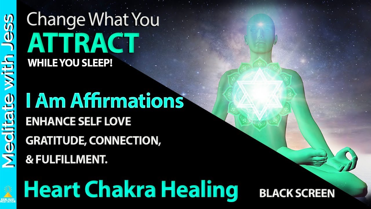 Black screen "I Am" Affirmations While You Sleep SELF-LOVE, & GRATITUDE. HEART CHAKRA HEALING
