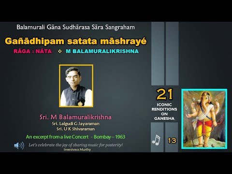 Gañādhipam - Rāga  Nāta - BMK - 13/21 Iconic renditions on Ganesha