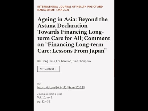 Ageing in Asia: Beyond the Astana Declaration Towards Financing Long-term Care for Al... | RTCL.TV