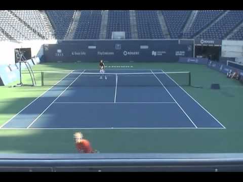 13 Year old Sumit Nagal practicing at Centre Court of the Rexall Toronto