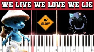 We Live We Love We Lie 🔵🐱 (Beginner/Super Easy) Slowed Piano Tutorial (Free Sheet Music + MIDI)