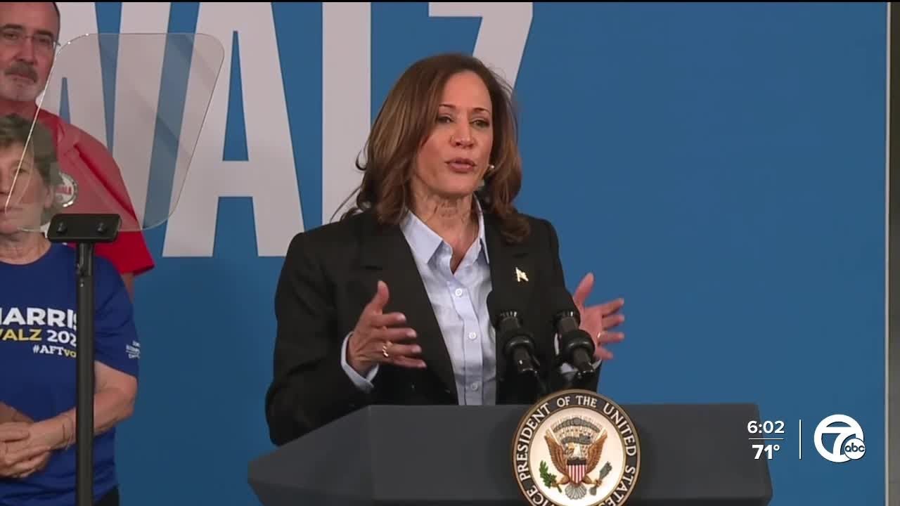 Kamala Harris addresses union workers at event in Detroit on Labor Day