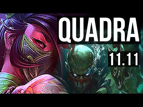 AKALI vs PYKE (MID) | Quadra, 8 solo kills, Legendary, 300+ games | TR Master | v11.11