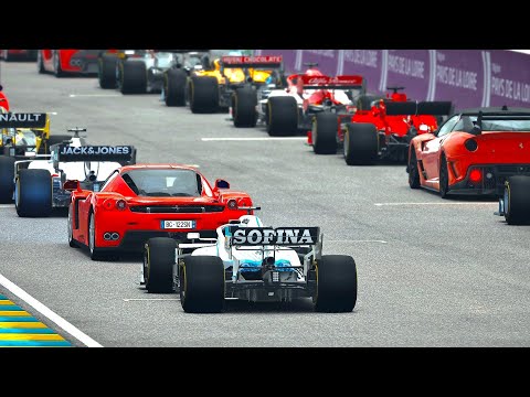 Ferrari Hypercars vs F1 2020 Cars at Le Mans 24h Circuit