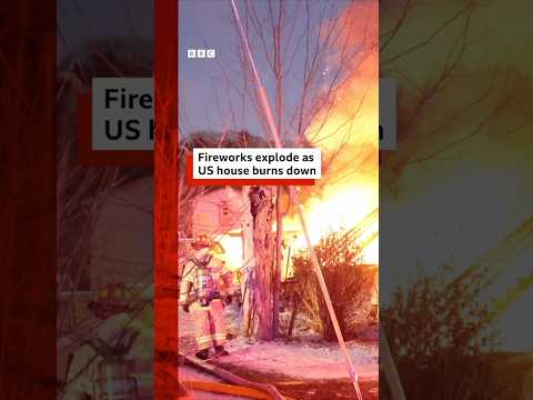 Video | No injuries were reported as fireworks exploded during a fire in Massachusetts. #BBCNews