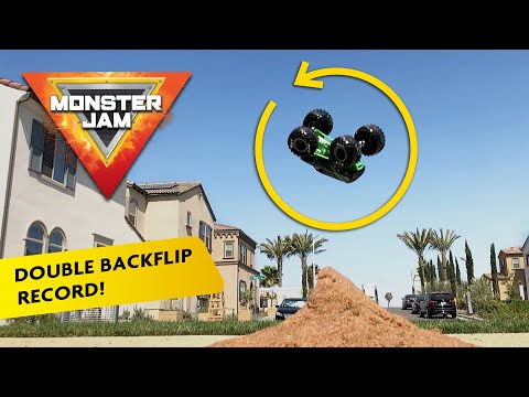 BIGGEST STUNT OF ALL TIME! DOUBLE BACKFLIP! MONSTER JAM HOW TO BREAK WORLD RECORDS
