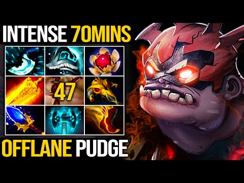 What A Game!!! Lvl 30 + 7300HP Pudge Offlane | Intense 70Mins Comeback Game | Pudge Official