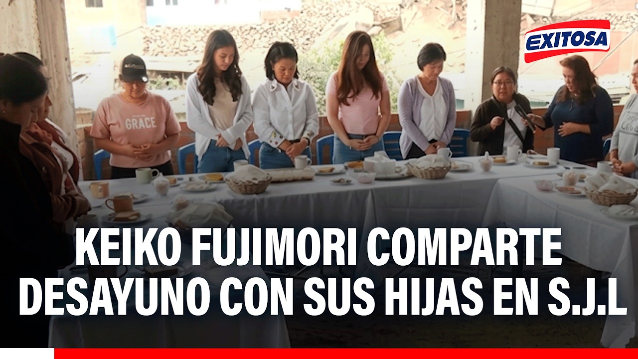 🔴🔵 Keiko Fujimori participa del desayuno electoral junto a sus hijas con partidarios en S.J.L.