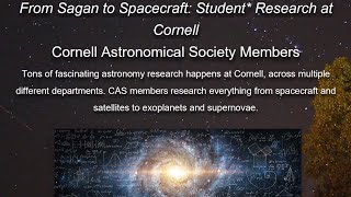 Fall 2024 Lecture Series - From Sagan to Spacecraft: Student* Research at Cornell