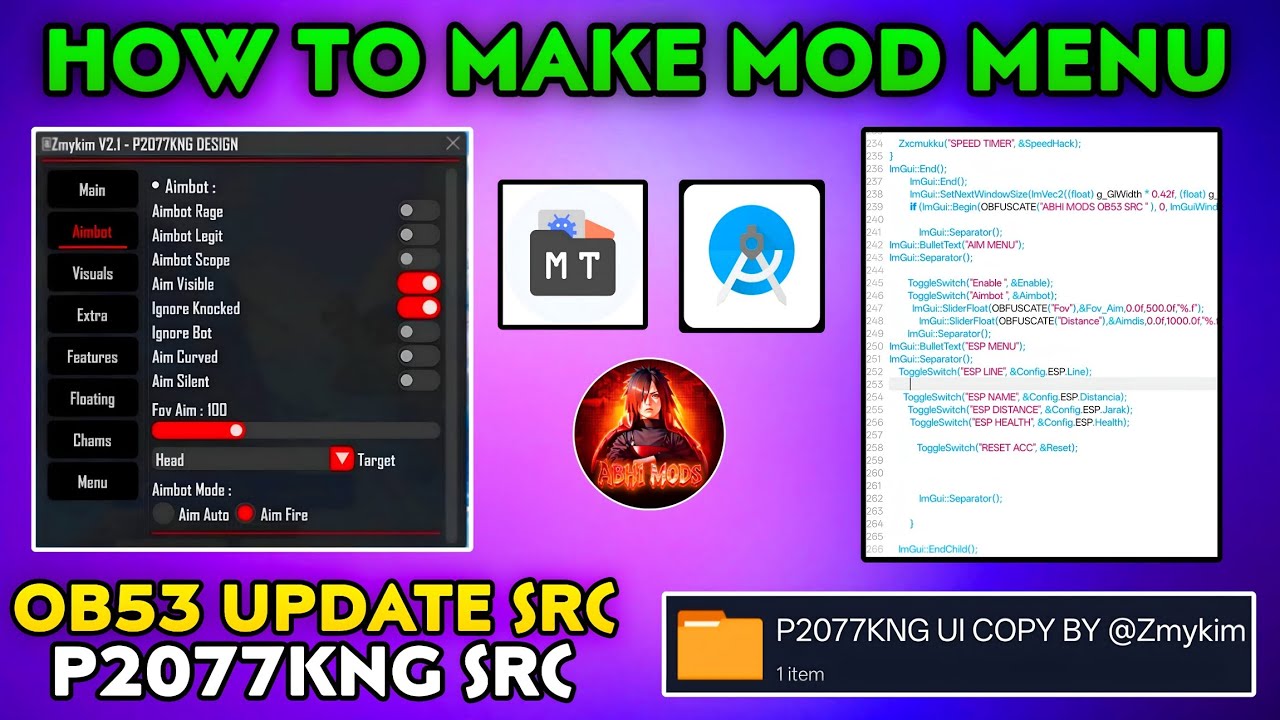 HOW TO MAKE FF MOD MENU | P2077KNG SRC | FREE FIRE MOD MENU KAISE BANAYE  HOW TO MAKE MOD MENU #0B53