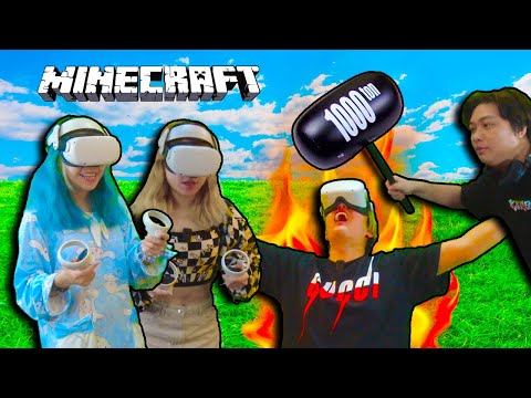 Phong Cận Tv - 24-HOUR CHALLENGE PLAYING MINECRAFT VIRTUAL REALITY VR JUMPING ON LAVA AND THE END