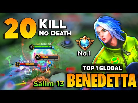 20 KILL No DEATH! Benedetta Best Build 2022 [ Top 1 Global Benedetta Gameplay ] Salim - 13 - MLBB