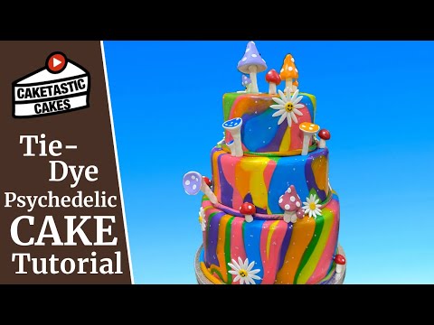 Tie-Dye Psychedelic 70's themed Cake!