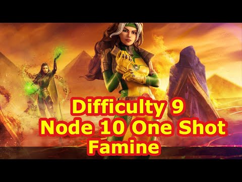 Famine Scourge Node 10 Difficulty 9 One Shot - | MARVEL Strike Force - Free to Play