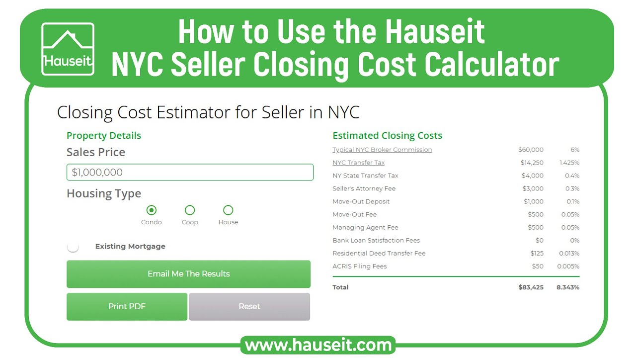 How to Use the Hauseit NYC Seller Closing Cost Calculator [Tutorial] | Hauseit®