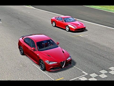 Alfa Romeo Giulia Quadrifoglio vs Ferrari 575 Maranello - Imola