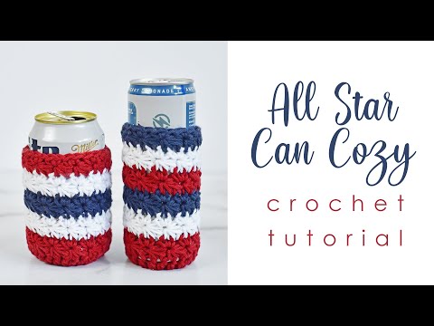 All Star Can Cozy Crochet Tutorial - Crochet Can Cozy Pattern - Crochet Skinny Can Cozy